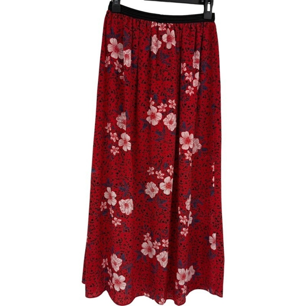 ZADIG & VOLTAIRE EUR 34 Josia Pensee 100% Silk Maxi Skirt Red Floral Wrap XS